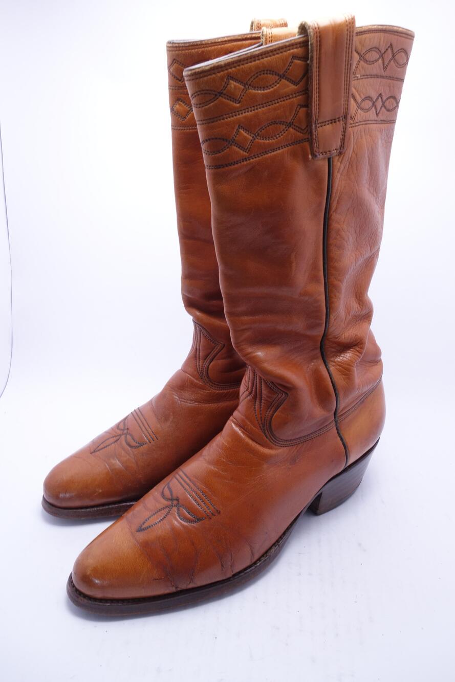Vintage Stewart Boot Co Boots Mens Size 10.5 B Brown Leather Western Cowboy